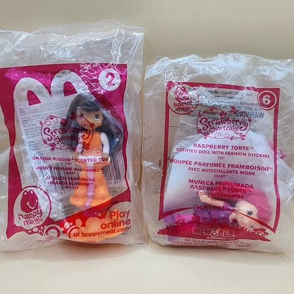 2- 2010/2011 Strawberry Shortcake McDonald's Happy Meal 6 Raspberry T 2 Orange B - Picture 1 of 4